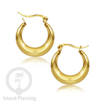 Anting hoop yang sedikit tebal buatan stainless steel earring, pilihan warna gold dan silver