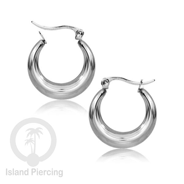 Anting hoop yang sedikit tebal buatan stainless steel earring, pilihan warna gold dan silver