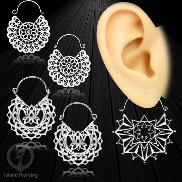 Anting stainless baja bedah warna silver motif yang istimewa