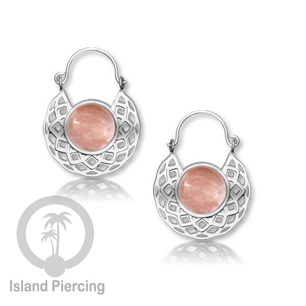 Anting stainless steel warna Silver dengan batu semi mulia asli