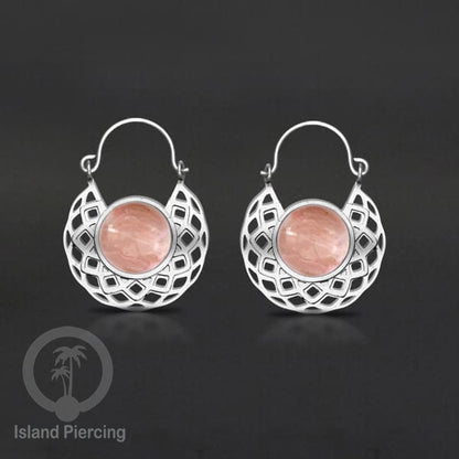 Anting stainless steel warna Silver dengan batu semi mulia asli