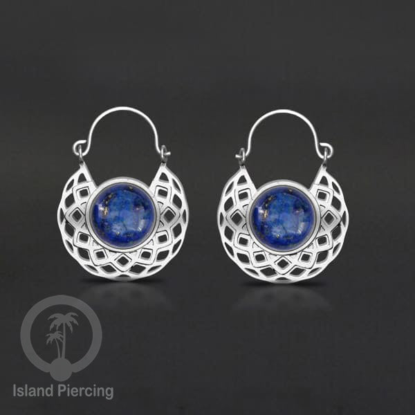 Anting stainless steel warna Silver dengan batu semi mulia asli