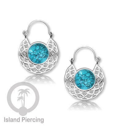 Anting stainless steel warna Silver dengan batu semi mulia asli
