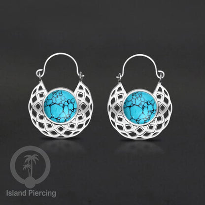 Anting stainless steel warna Silver dengan batu semi mulia asli