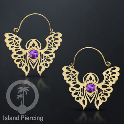 Anting stainless steel kupu-2 warna gold dengan epoxy banyak variasi warna