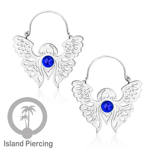Anting stainless steel Kupu-2 warna silver dengan epoxy banyak variasi warna