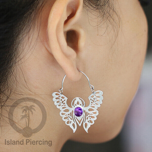 Anting stainless steel Kupu-2 warna silver dengan epoxy banyak variasi warna