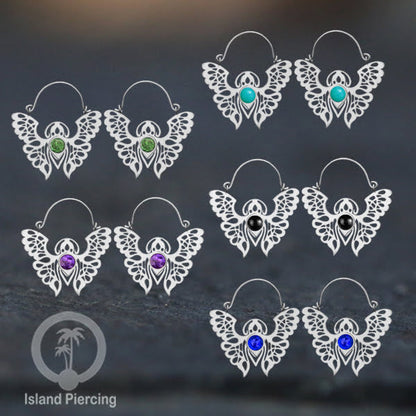 Anting stainless steel Kupu-2 warna silver dengan epoxy banyak variasi warna