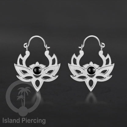 Anting stainless 3 lapis motif unik warna silver dengan epoxy banyak pilihan warna.