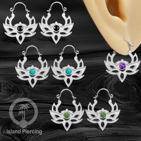 Anting stainless 3 lapis motif unik warna silver dengan epoxy banyak pilihan warna.