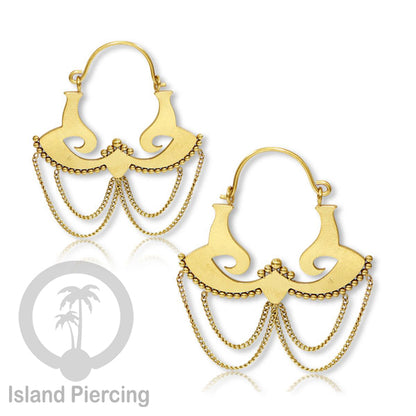 Anting stainless 3 lapis warna gold desain sangat unik, hanya tersedia di Island Piercing