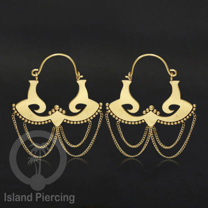 Anting stainless 3 lapis warna gold desain sangat unik, hanya tersedia di Island Piercing