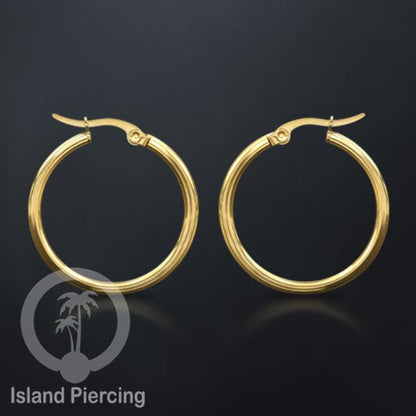 Anting Hoop stainless steel warna emas polos