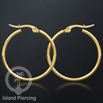 Anting Hoop stainless steel warna emas polos