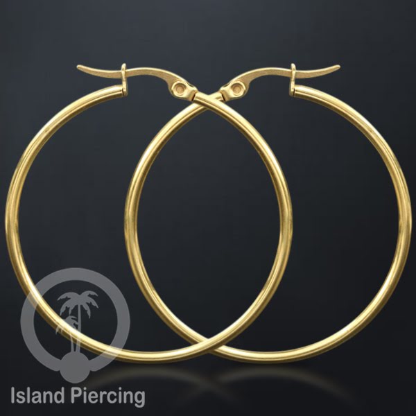 Anting Hoop stainless steel warna emas polos