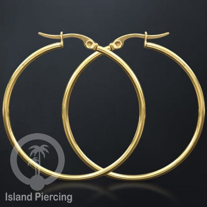 Anting Hoop stainless steel warna emas polos