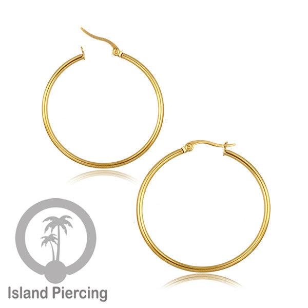 Anting Hoop stainless steel warna emas polos