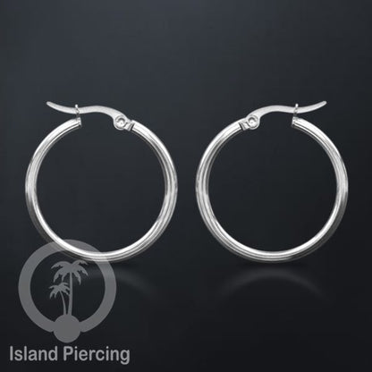 Anting Hoop stainless steel warna silver polos