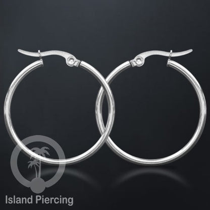 Anting Hoop stainless steel warna silver polos