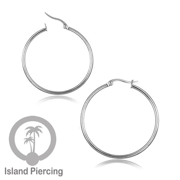 Anting Hoop stainless steel warna silver polos