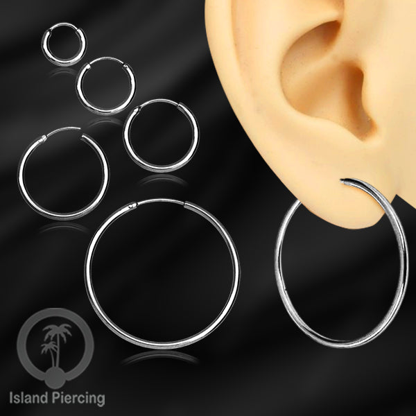 Anting Hoop stainless polos warna Silver