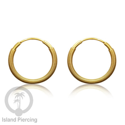 Anting Hoop Stainless desain Bali dari baja bedah warna gold, Steel Hoop Earrings