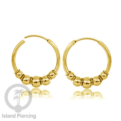 Anting Hoop Stainless desain Bali dari baja bedah warna gold, Steel Hoop Earrings
