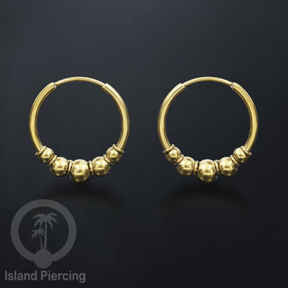 Anting Hoop Stainless desain Bali dari baja bedah warna gold, Steel Hoop Earrings