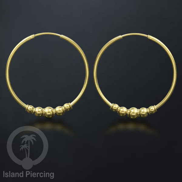 Anting Hoop Stainless desain Bali dari baja bedah warna gold, Steel Hoop Earrings