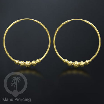 Anting Hoop Stainless desain Bali dari baja bedah warna gold, Steel Hoop Earrings