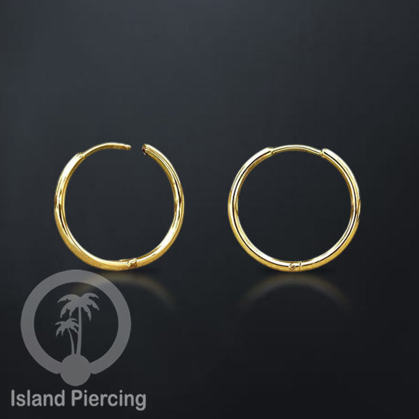 Anting Hoop stainless steel warna emas polos tebal 1.6mm, pilihan ukuran 8-20mm