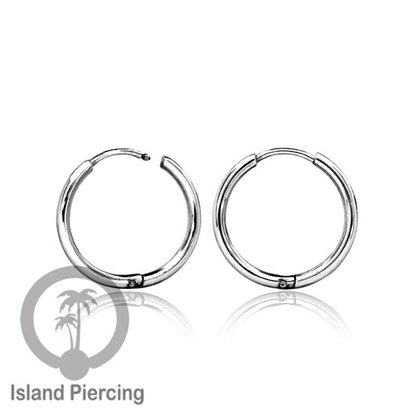 Anting Hoop stainless steel warna silver polos tebal 1.6mm, pilihan ukuran 8-20mm