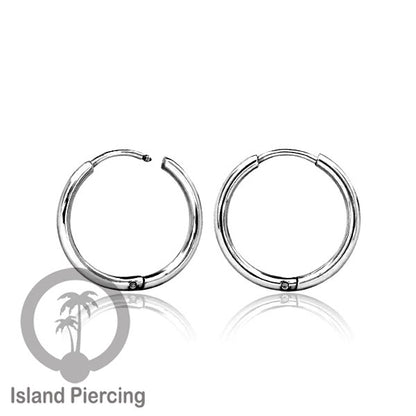 Anting Hoop stainless steel warna silver polos tebal 1.6mm, pilihan ukuran 8-20mm