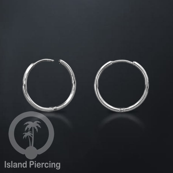 Anting Hoop stainless steel warna silver polos tebal 1.6mm, pilihan ukuran 8-20mm