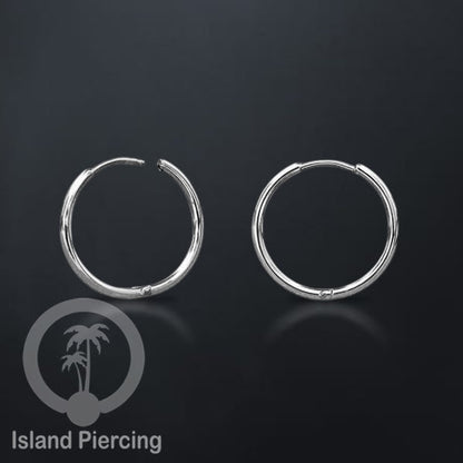 Anting Hoop stainless steel warna silver polos tebal 1.6mm, pilihan ukuran 8-20mm