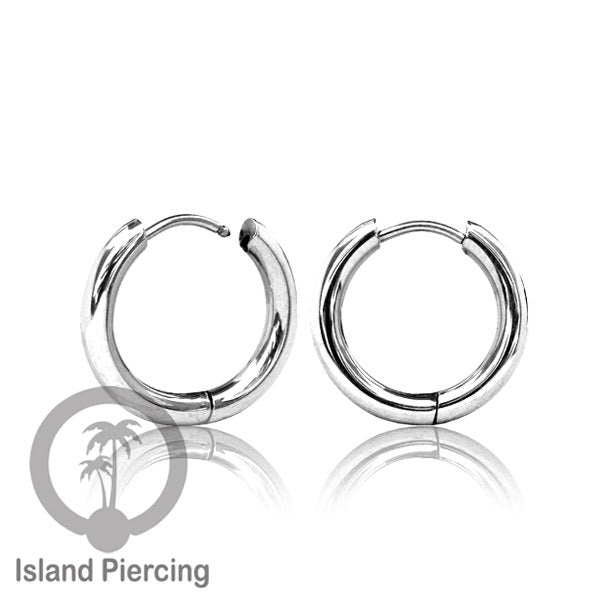 Anting Hoop stainless warna silver polos tebal 2.5mm, pilihan ukuran 8-20mm