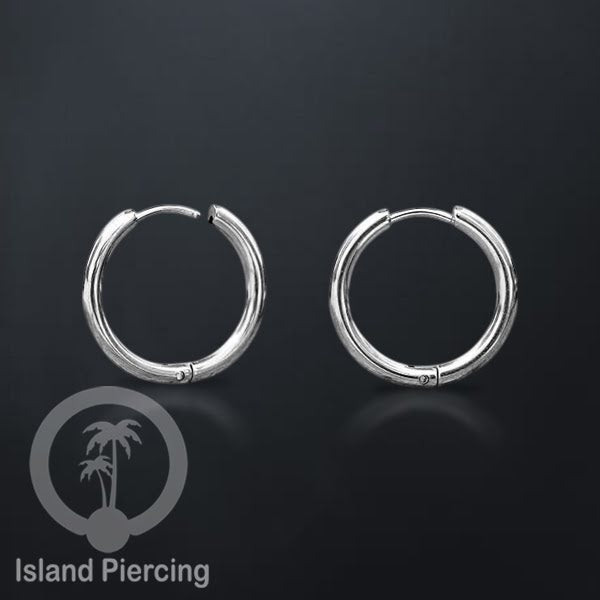Anting Hoop stainless warna silver polos tebal 2.5mm, pilihan ukuran 8-20mm