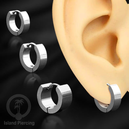 Anting Hoop stainless steel Huggies ukuran sedang sampai tebal warna silver