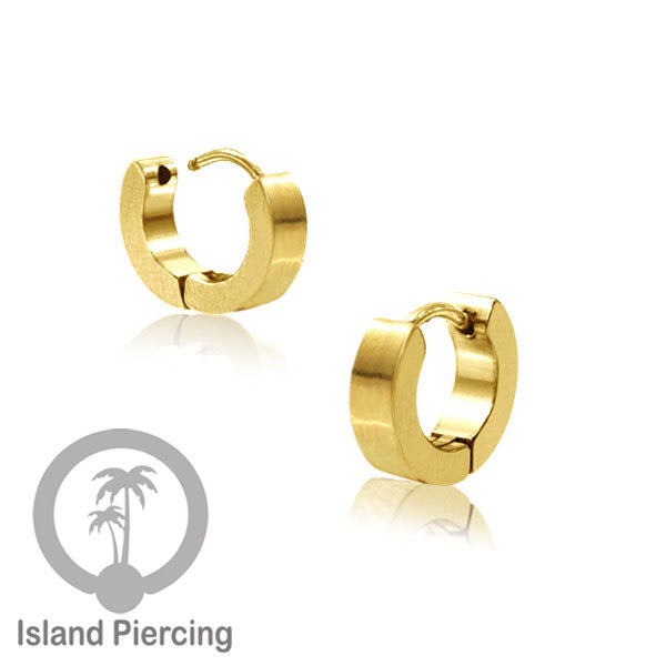 Anting Hoop stainless steel Huggies ukuran sedang sampai tebal warna gold