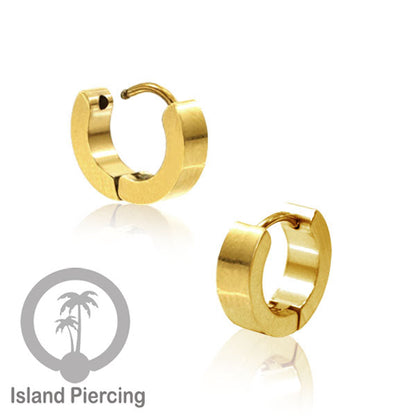 Anting Hoop stainless steel Huggies ukuran sedang sampai tebal warna gold