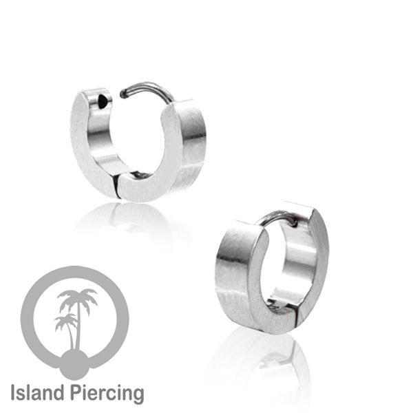 Anting Hoop stainless steel Huggies ukuran sedang sampai tebal warna silver