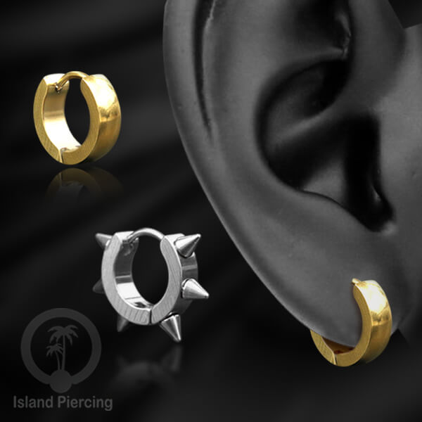 Anting Hoop stainless steel Huggies warna gold dan silver desain menarik