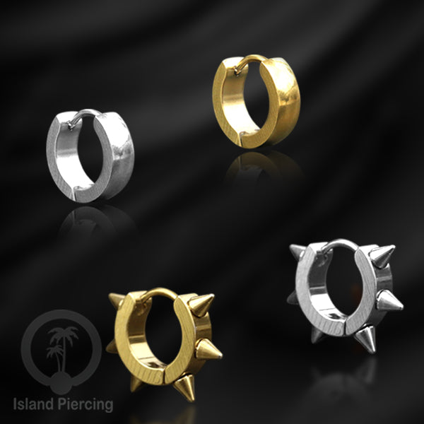 Anting Hoop stainless steel Huggies warna gold dan silver desain menarik