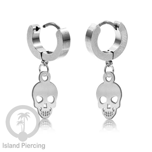 Stainless Steel Anting Cuffs Earring Halloween warna silver dengan Liontin, Charm, tengkorak, sihir, laba-2.