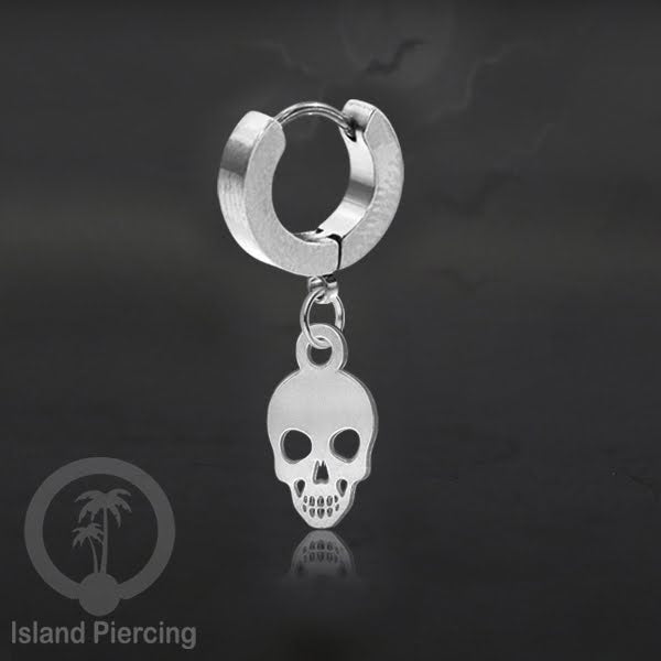 Stainless Steel Anting Cuffs Earring Halloween warna silver dengan Liontin, Charm, tengkorak, sihir, laba-2.