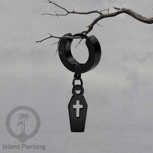 Stainless Steel Anting Cuffs Earring Halloween warna hitam dengan Liontin, Charm, tengkorak, sihir, laba-2