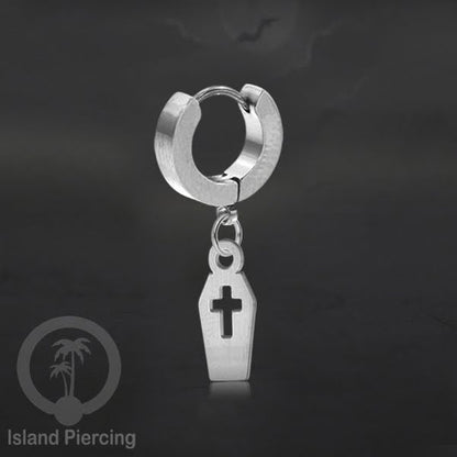 Stainless Steel Anting Cuffs Earring Halloween warna silver dengan Liontin, Charm, tengkorak, sihir, laba-2.