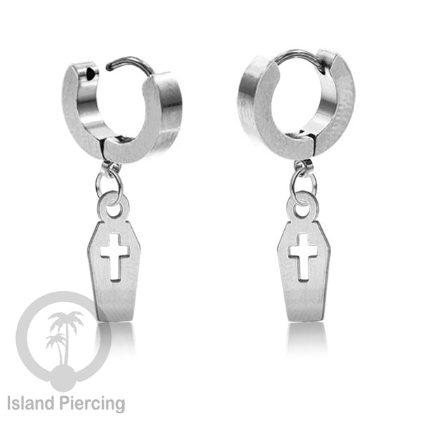 Stainless Steel Anting Cuffs Earring Halloween warna silver dengan Liontin, Charm, tengkorak, sihir, laba-2.