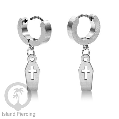 Stainless Steel Anting Cuffs Earring Halloween warna silver dengan Liontin, Charm, tengkorak, sihir, laba-2.