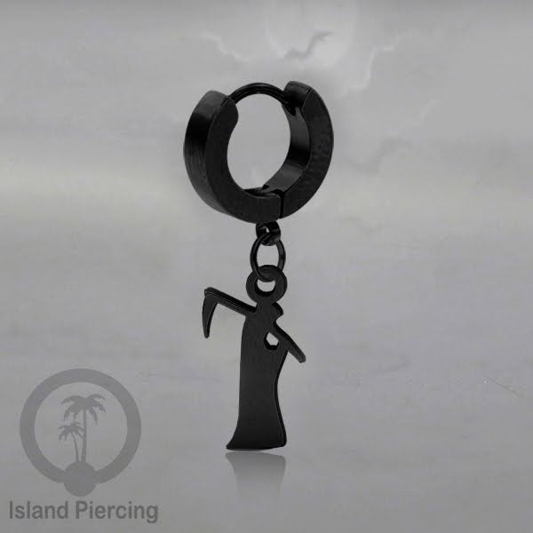 Stainless Steel Anting Cuffs Earring Halloween warna hitam dengan Liontin, Charm, tengkorak, sihir, laba-2